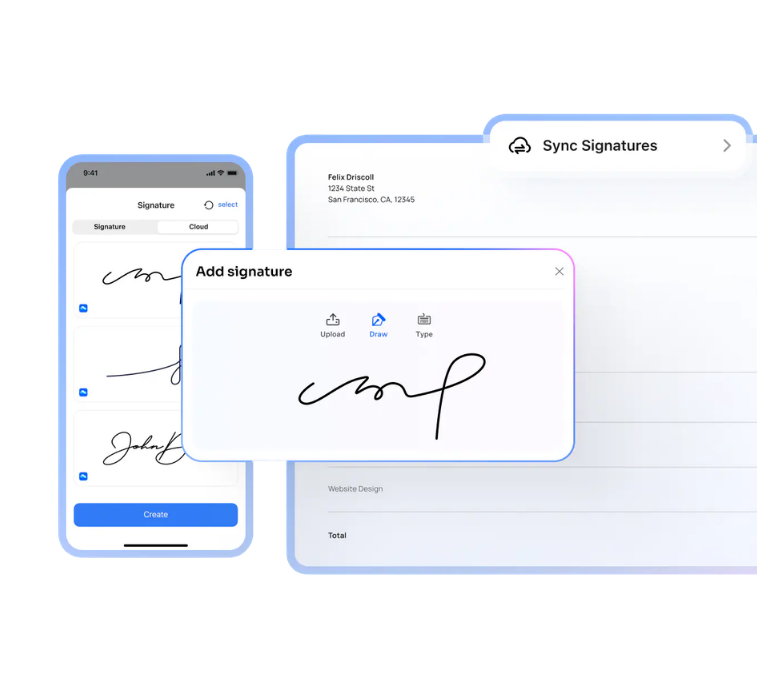 eSign product screen
